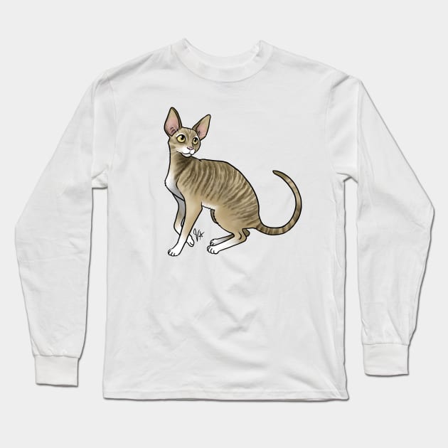 Cat - Cornish Rex - Tabby Long Sleeve T-Shirt by Jen's Dogs Custom Gifts and Designs